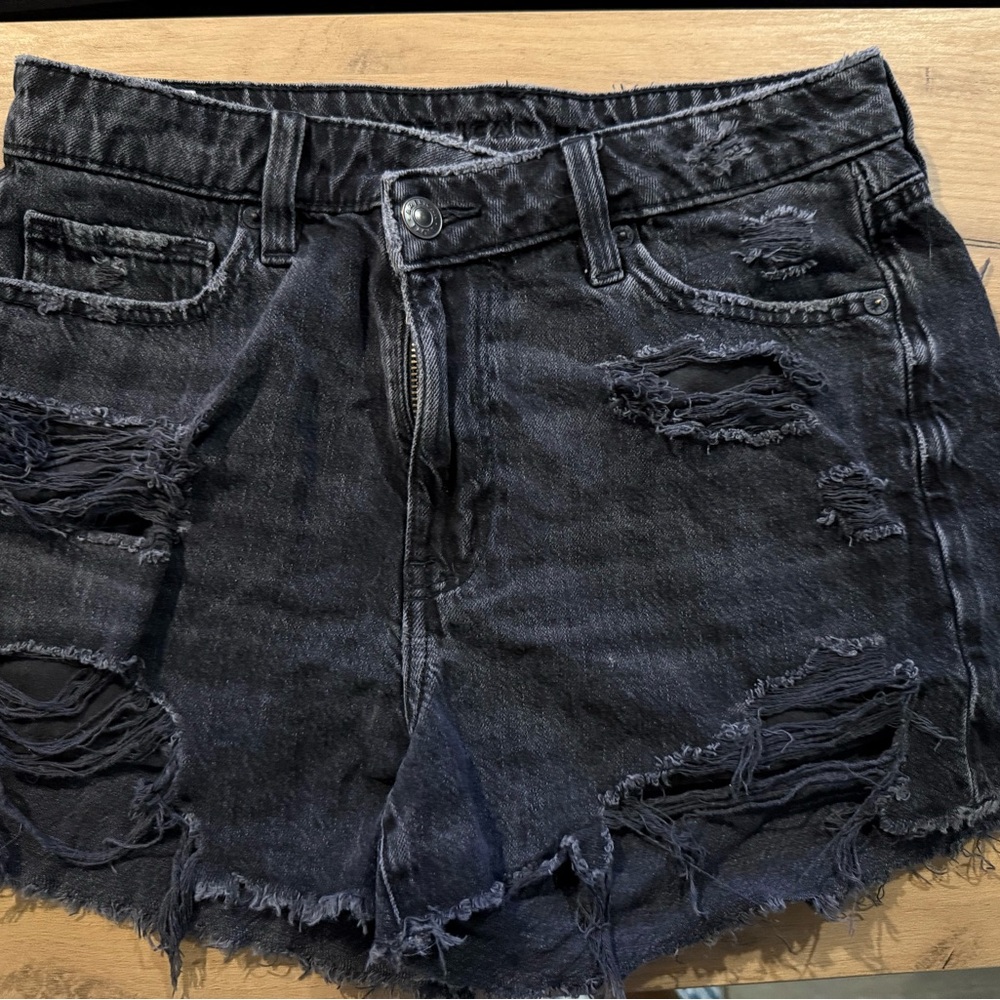 American Eagle Distressed Black Denim Shorts
